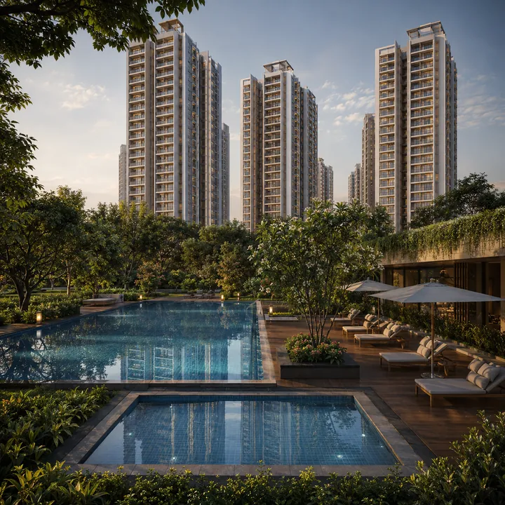 Sattva Mysore Road swimming pool and sun deck with separate children's pool